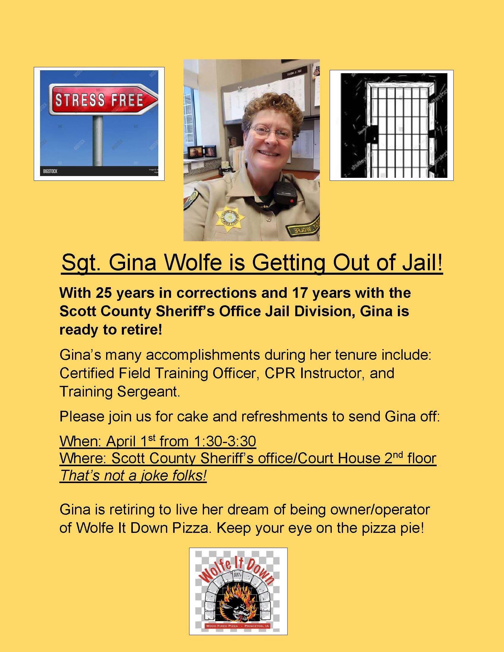 Sgt Gina Wolfe Retirement Scott County, Iowa