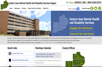 Screen capture of the Eastern Iowa MHDS website.