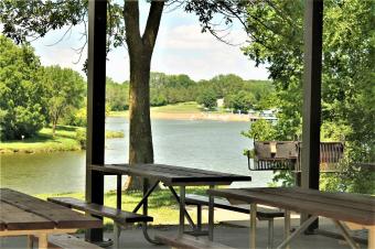 Breezy Point shelter overlooking the lake.