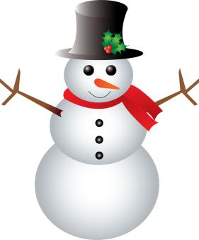 Happy Snowman Wearing a Scarf and Hat