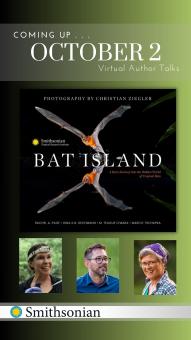 Cover of Book: Smithsonian Bat Island with Date October second and author pictures