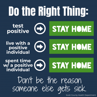 Infographic - test positive? stay home. live with someone who is positive? stay home.