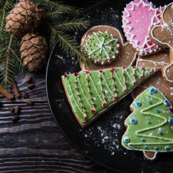 This is holiday cookies and evergreen. 