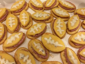 football shaped crackers and cheese