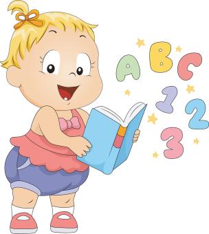 toddler reading a book with a b c's and 1 2 3s